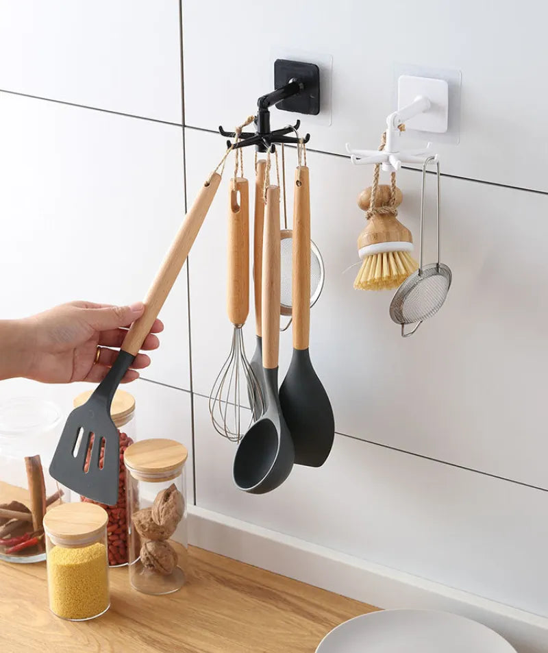 360 Self-Adhesive Rotating Kitchen Hooks